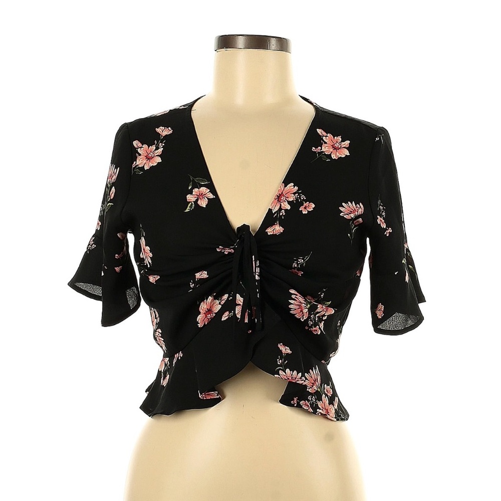 Chic Black Floral Women's Blouse